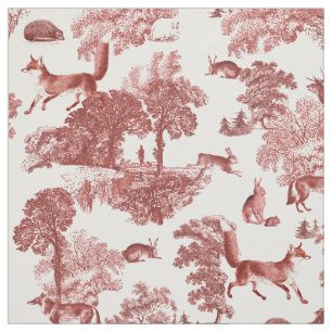 Elegant  Red Fox Rabbit Country Toile  Stof