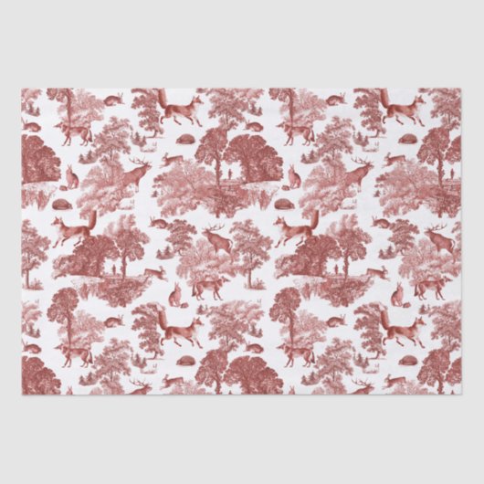 Elegant  Red Fox Rabbit Toile Kraft Tissuepapier (Voorkant)