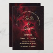 Elegant Red Galaxy Wedding Invitation (Devant / Derrière)