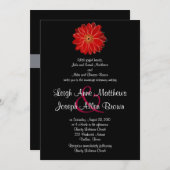 Elegant Red Gerber Daisy Wedding Invitation Kaart (Voorkant / Achterkant)