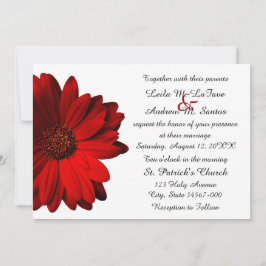 Elegant Red Gerbera Daisy Wedding Invitation Kaart