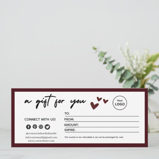 Elegant Red Gift Certificate (Staand voorkant)