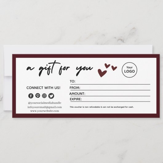 Elegant Red Gift Certificate  (Voorkant)