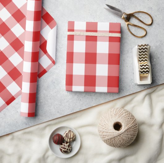Elegant Red Gingham Pattern Cadeaupapier (Crafts)