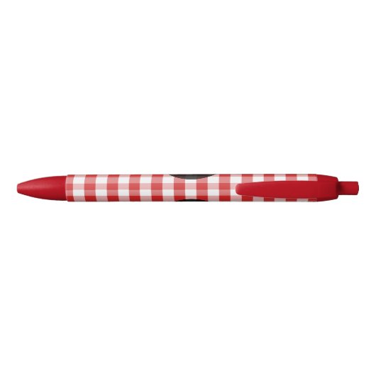 Elegant Red Gingham Pattern gepersonaliseerd Monog Rode Inkt Pen (Achterkant)