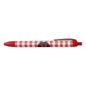 Elegant Red Gingham Pattern gepersonaliseerd Monog Rode Inkt Pen (Bovenkant)