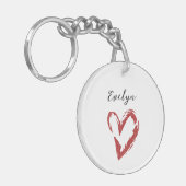 Elegant Red Glitter Name Acryllic Sleutelhanger (Voorkant Links)