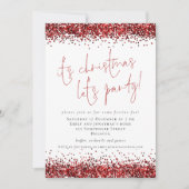 Elegant Red Glitter over kerstfeest Kaart (Voorkant)