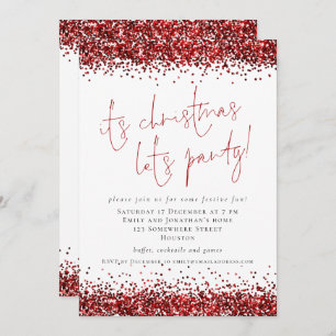 Elegant Red Glitter over kerstfeest Kaart