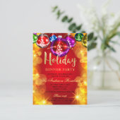 Élégant Red Gold Baubles Noël Invitation (Debout devant)