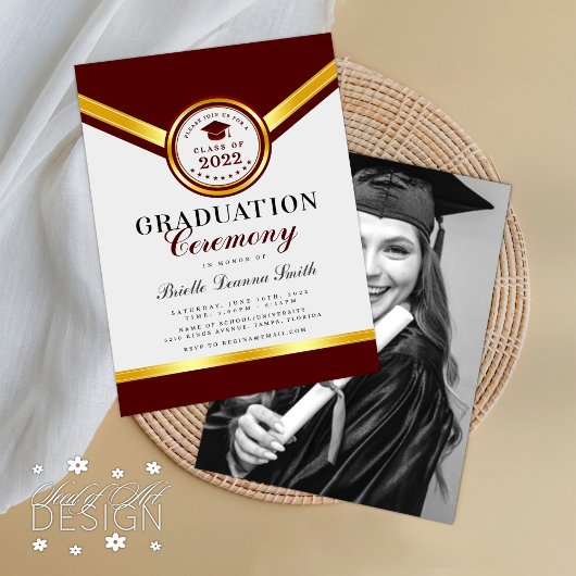 Elégant Red Gold Ceremony Invitation