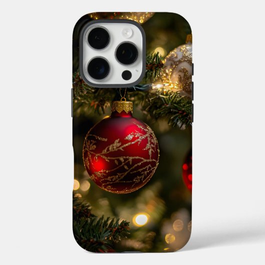 Elegant Red Gold Christmas Holiday Tree Case-Mate iPhone Case (Achterkant)