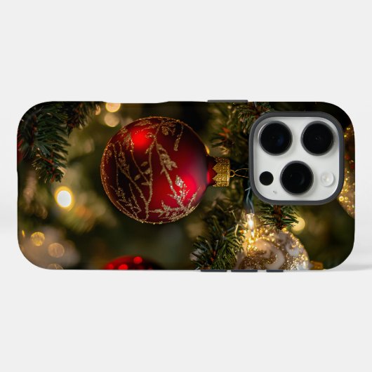 Elegant Red Gold Christmas Holiday Tree Case-Mate iPhone Case (Achterkant (horizontaal))