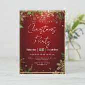 Elegant, Red & Gold, Christmas Party Invitation (Debout devant)