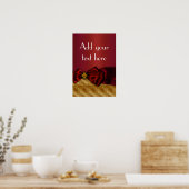 Elegant Red Gold Damask Poster (Keuken)