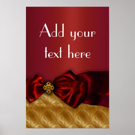 Elegant Red Gold Damask Poster (Voorkant)
