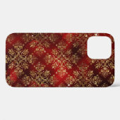 Elegant Red Gold Damask Stylish Girly Sparkle Case-Mate iPhone Case (Achterkant (horizontaal))