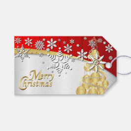 Elegant Red, Gold en White Kerstmis Cadeaulabel