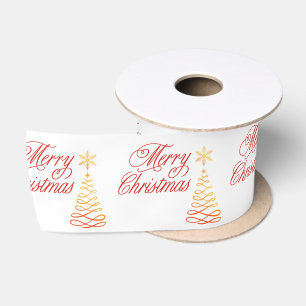 Elegant Red Gold en White Merry Kerstmis Lint