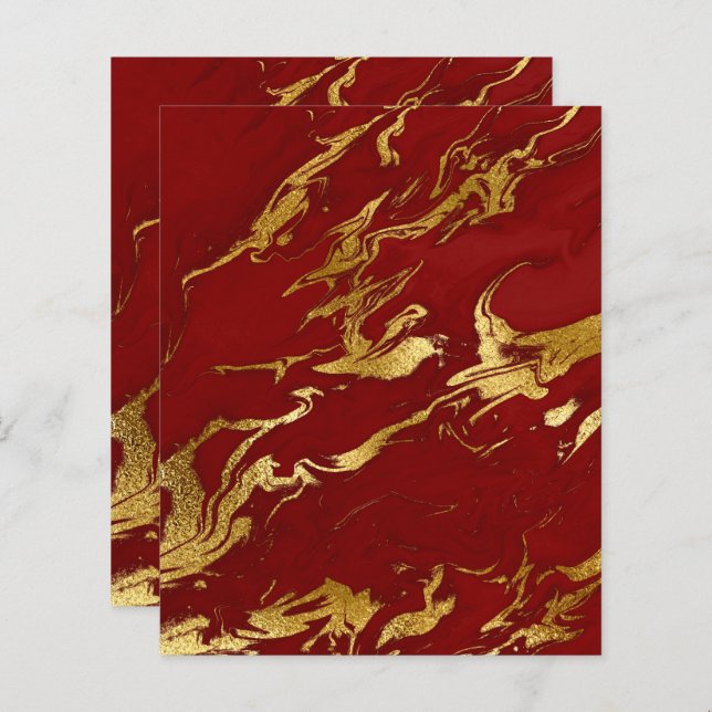 Elegant Red Gold Faux Marble Scrapbook Paper (Voorkant / Achterkant)