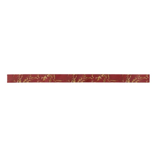 Elegant Red Gold Faux marmer kerst Lint (Voorkant)