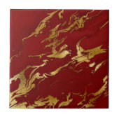 Elegant Red Gold Faux marmer kerst Tegeltje (Voorkant)