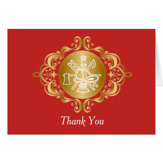 Elegant Red Gold Fire Icon Logo Hartelijk dank (Voorkant Horizontaal)