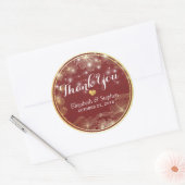 Elegant Red & Gold Floral Lijst Weddenschap Hartel Ronde Sticker (Envelop)
