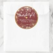 Elegant Red & Gold Floral Lijst Weddenschap Hartel Ronde Sticker (Tas)