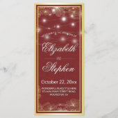 Elegant Red & Gold Floral Lijst Wedding Programme Programma (Voorkant)