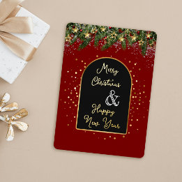 Elegant Red Gold Foil Christmas New Year Folie Feestdagenkaart