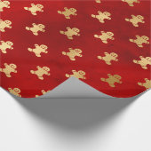 Elegant Red Gold Gingerbrood kerst Cadeaupapier (Hoek)