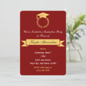 Elégant Red & Gold Graduation Invitation (Debout devant)