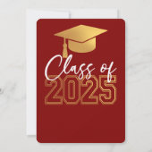 Elégant Red & Gold Graduation Invitation (Dos)