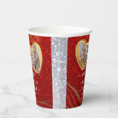 Elegant Red Gold Hearts - Aangepaste foto-opname Papieren Bekers (Rechts)