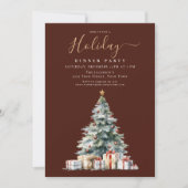 Elegant Red Gold Holiday Dinner Party Kaart (Voorkant)