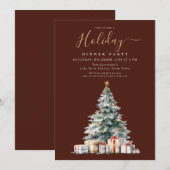 Elegant Red Gold Holiday Dinner Party Kaart (Voorkant / Achterkant)