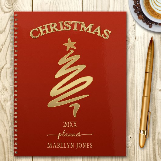 Elegant Red Gold-kerstanner Planner
