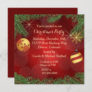 Elegant Red Gold-kerstfeest Kaart