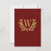 Elegant Red Gold Leaf Modern Chic Wedding Bedankkaart (Voorkant)