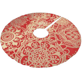 Elegant Red Gold Mandala Pattern Kerstboom Rok
