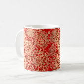 Elegant Red Gold Mandala Pattern Koffiemok (Voorkant links)