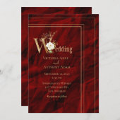 Elegant Red Gold Modern Wedding Kaart (Voorkant / Achterkant)