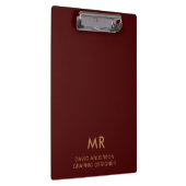 Elegant Red Gold Monogram Logo clipboard Klembord (Rechts)