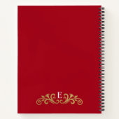 Élégant Red Gold Monogram Recette Carnet de livre  (Dos)
