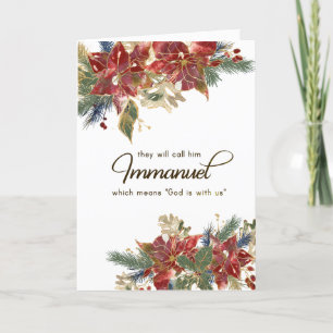 Elegant Red Gold Poinsettia Bijbel Verse Kerstmis Feestdagen Kaart