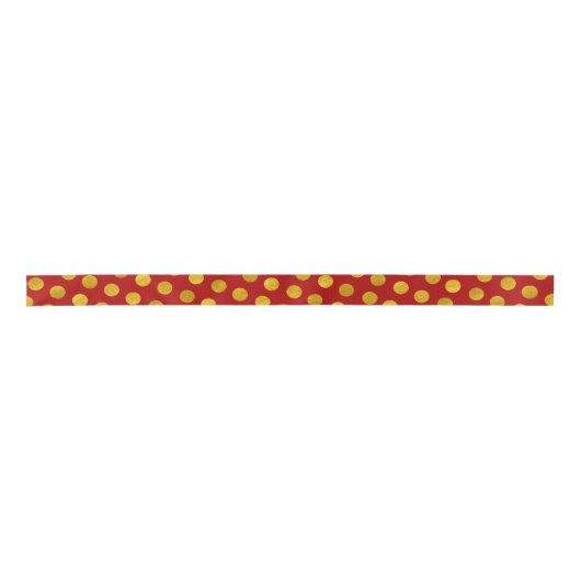 Elegant Red & Gold Red Polka Dots Moderne Kerstmis Lint (Voorkant)
