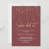 Elegant Red Gold Sparking Ze deed het Afstuderen Kaart (Voorkant)