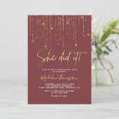 Elegant Red Gold Sparking Ze deed het Afstuderen Kaart (Staand voorkant)