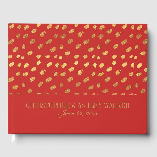 Elegant Red Gold Specialized Wedding Guestbook Gastenboek (Voorkant)